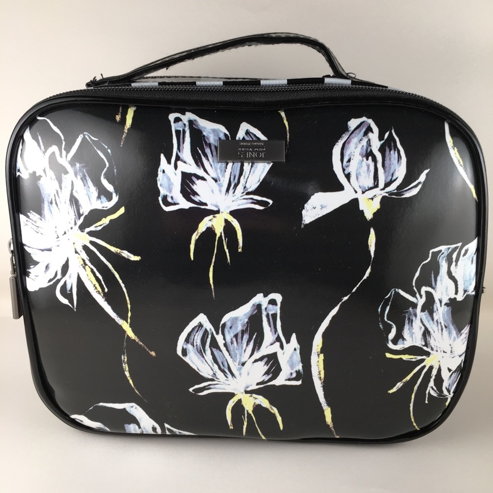 Jones New York Black&Blue Flower Cosmetic Satchel